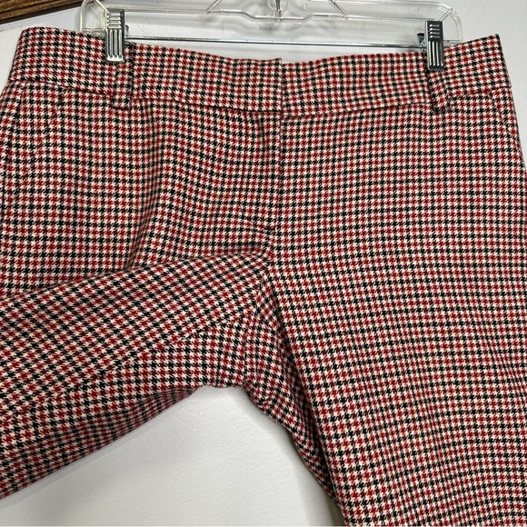 J. Crew Women’s Red, Black Houndstooth 100% Wool Fully Lined City Fit Pants 10 - Picture 4 of 8